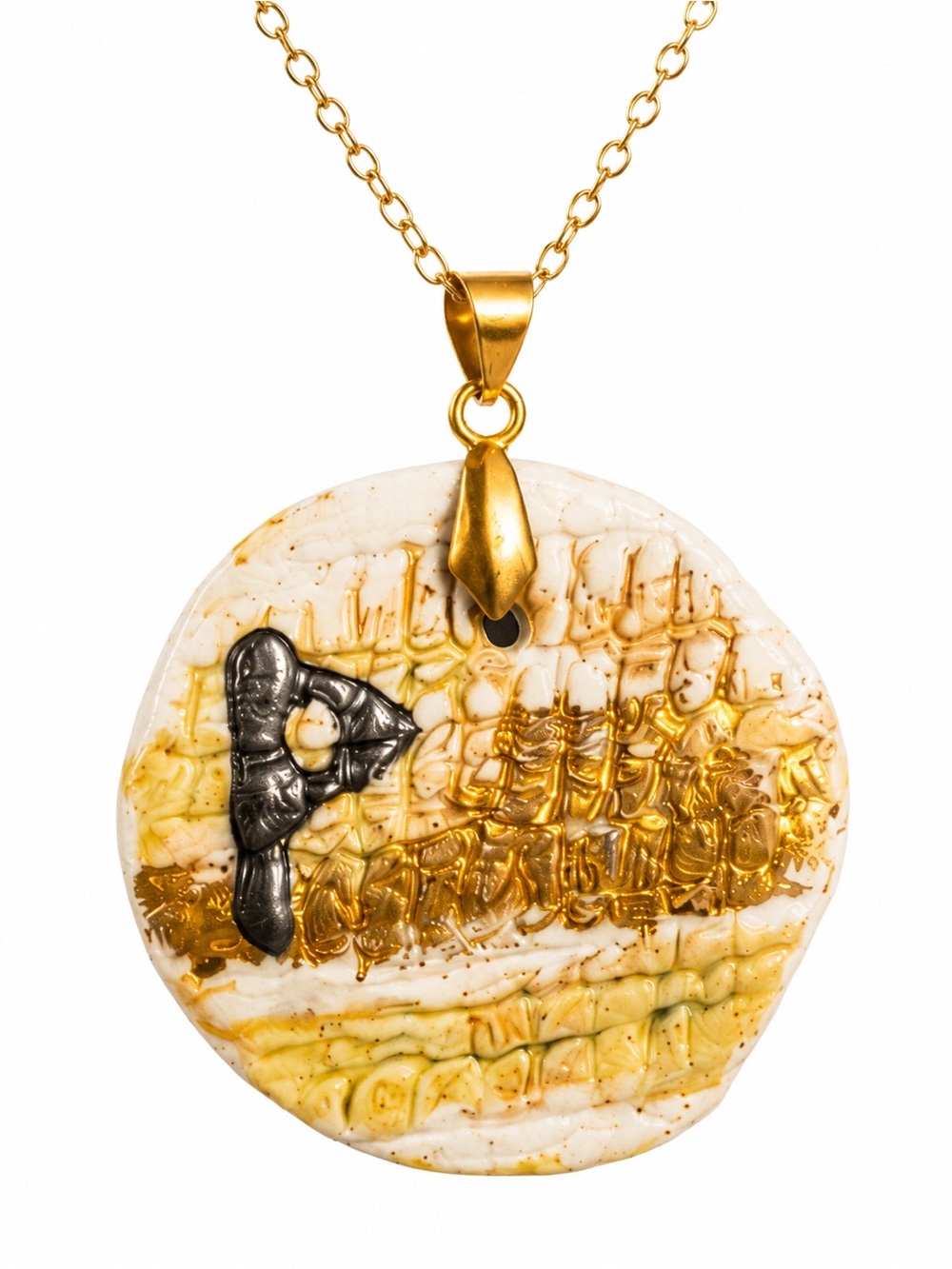 Ancient Viking Rune Necklace Handmade Nordic Ceramic Artifact Pendant - Picture 3 of 10